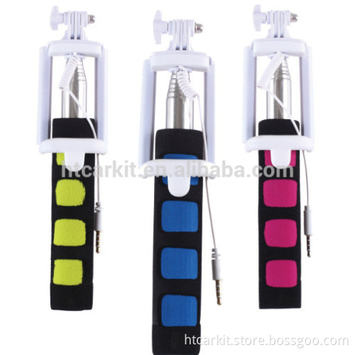 Foam handle wire selfie stick for Android and IOS smart phones